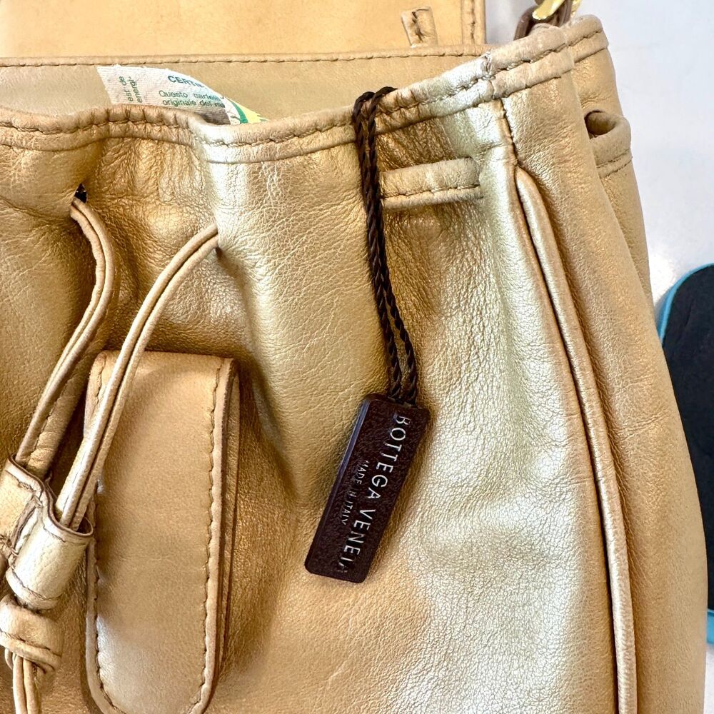 Bottega Veneta Intrecciato Mini Gold Leather Backpack - Picture 13 of 14
